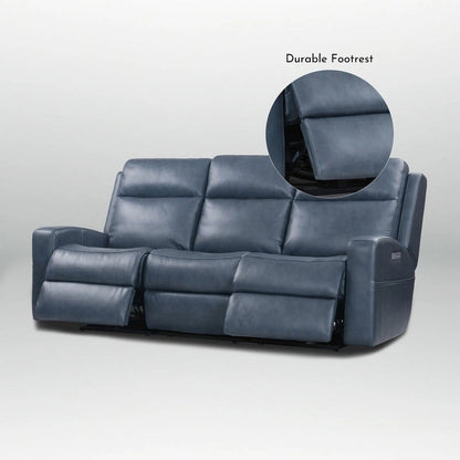 89  Wide Top Grain Leather Power Reclining Sofa Electric Recliner Sofa with Storage, USB Charge Port, Adjustable Headrest