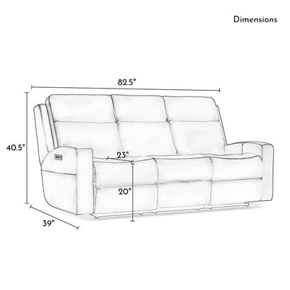 89  Wide Top Grain Leather Power Reclining Sofa Electric Recliner Sofa with Storage, USB Charge Port, Adjustable Headrest