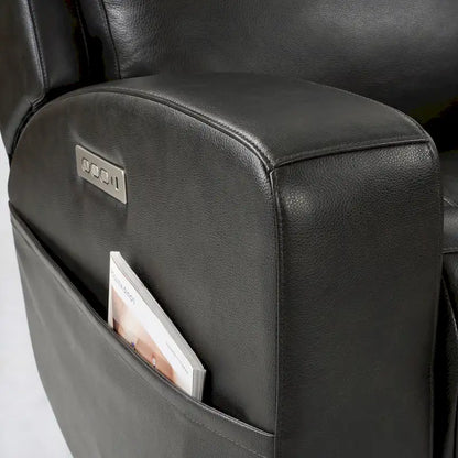 89  Wide Top Grain Leather Power Reclining Sofa Electric Recliner Sofa with Storage, USB Charge Port, Adjustable Headrest