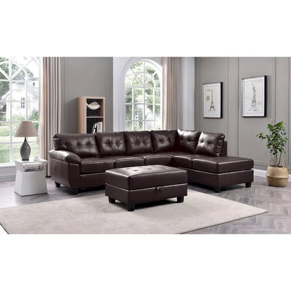 Gallant 111 in. W 2-piece Faux Leather L Shape Sectional Sofa - 78 L x 111 W x 32 H