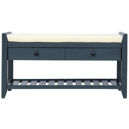 Contemporary Cushioned Shoe Rack with 2 Drawers and Open Shelf