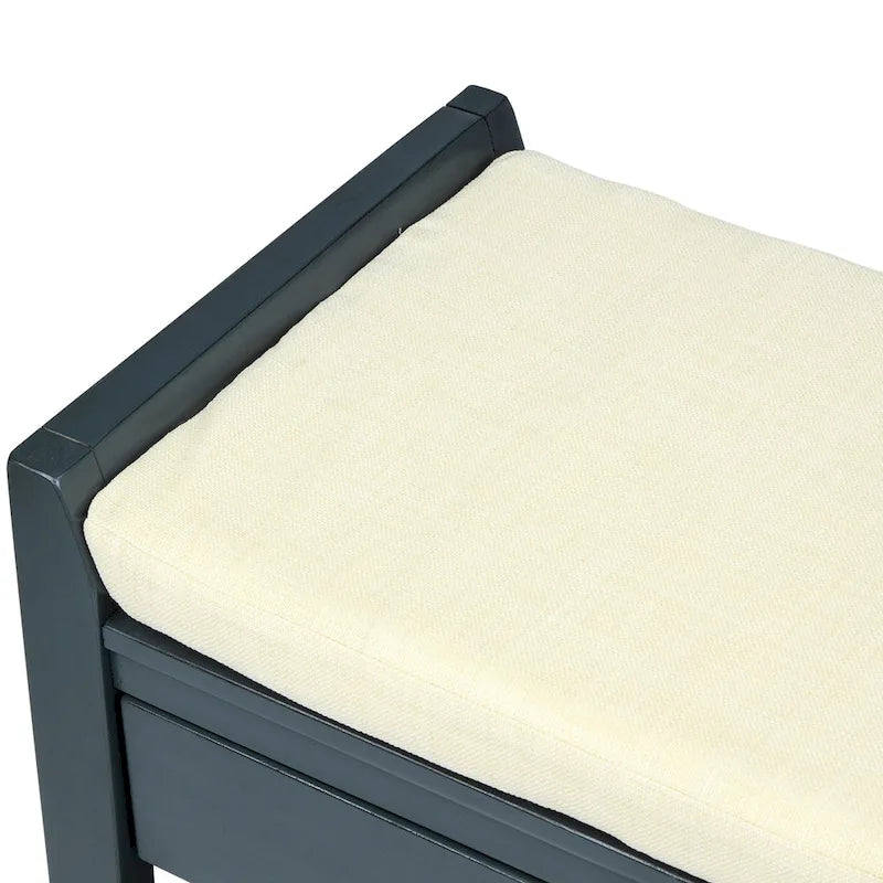 Contemporary Cushioned Shoe Rack with 2 Drawers and Open Shelf