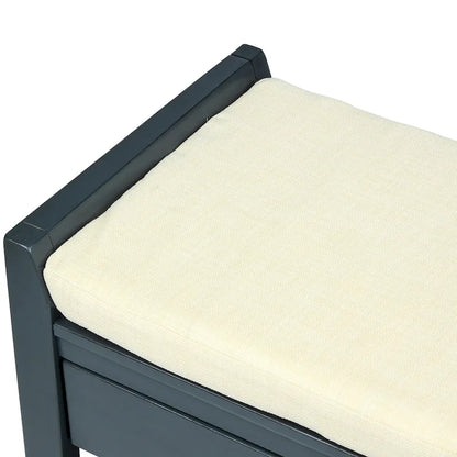 Contemporary Cushioned Shoe Rack with 2 Drawers and Open Shelf