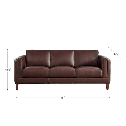 Hydeline Maui Top Grain Leather Sofa and Loveseat Set With Feather, Memory Foam and Springs