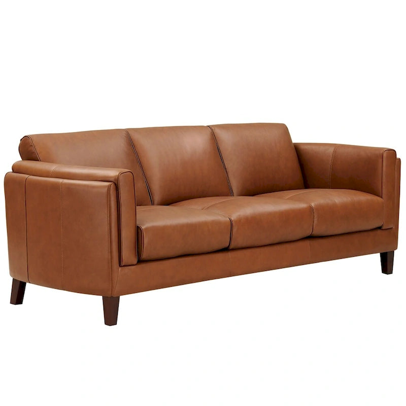 Hydeline Maui Top Grain Leather Sofa and Loveseat Set With Feather, Memory Foam and Springs
