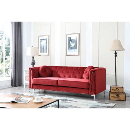 Pompano Velvet Button Tufted Sofa