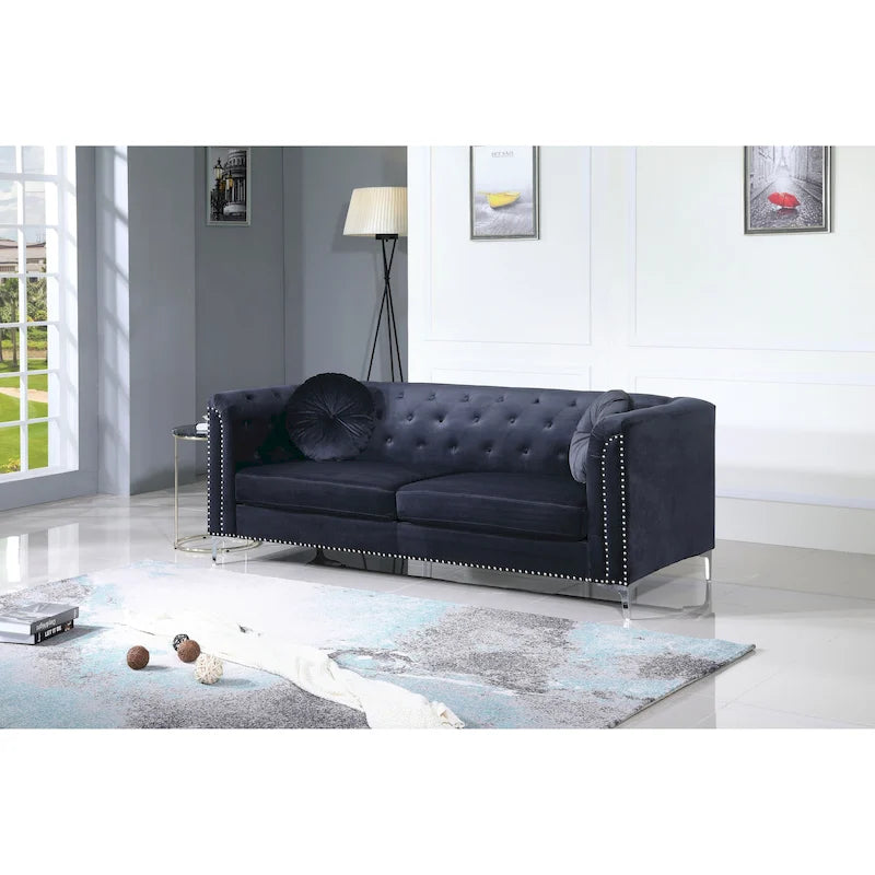 Pompano Velvet Button Tufted Sofa