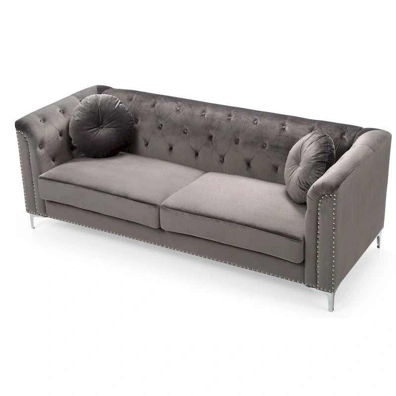 Pompano Velvet Button Tufted Sofa