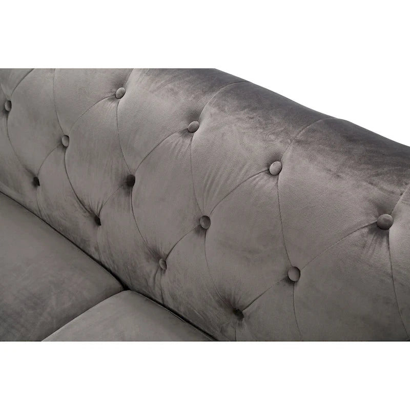 Pompano Velvet Button Tufted Sofa