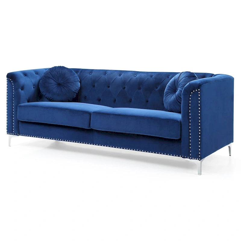 Pompano Velvet Button Tufted Sofa