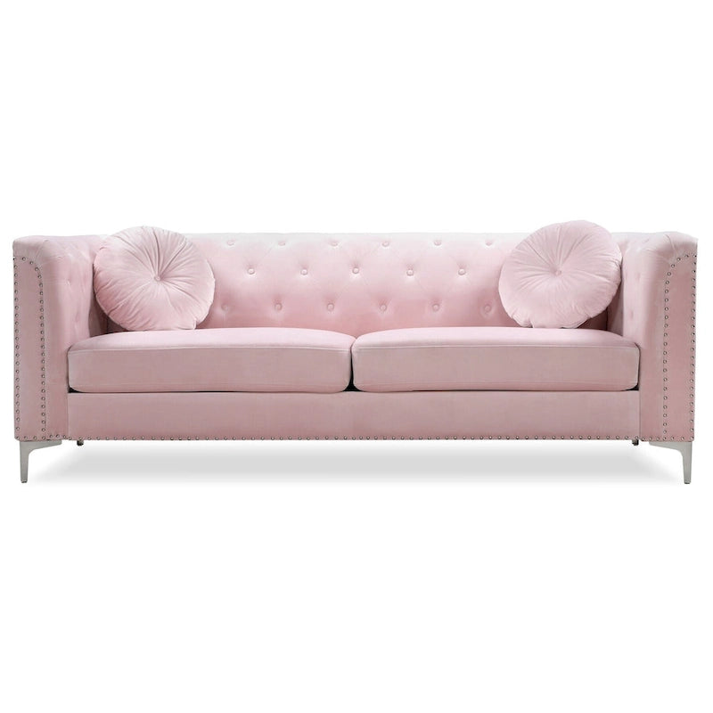 Pompano Velvet Button Tufted Sofa