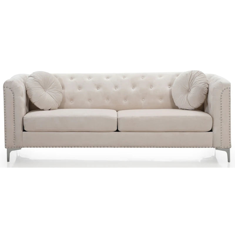 Pompano Velvet Button Tufted Sofa