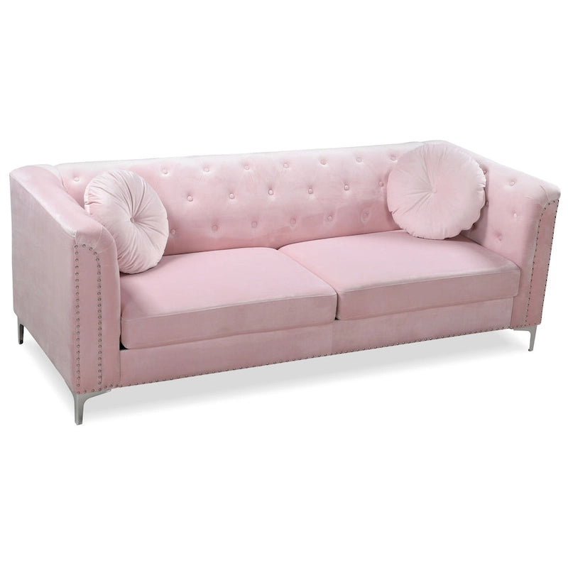 Pompano Velvet Button Tufted Sofa