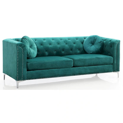 Pompano Velvet Button Tufted Sofa