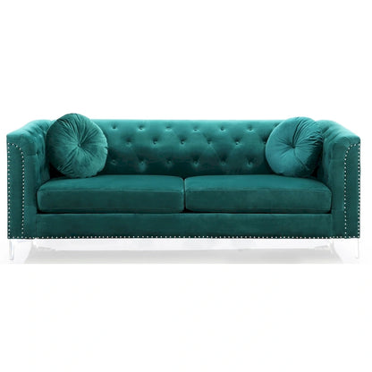 Pompano Velvet Button Tufted Sofa