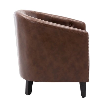 Contemporary PU Leather Club Chair with Recessed Arms and Nailhead Trim