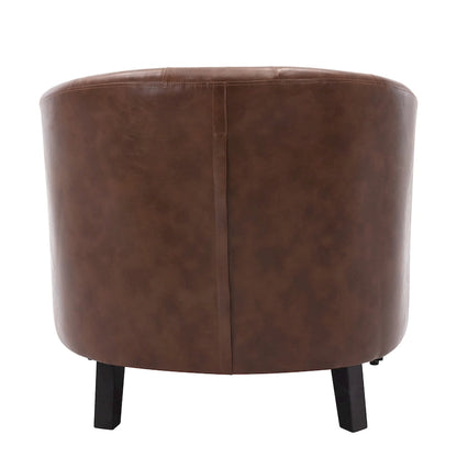 Contemporary PU Leather Club Chair with Recessed Arms and Nailhead Trim