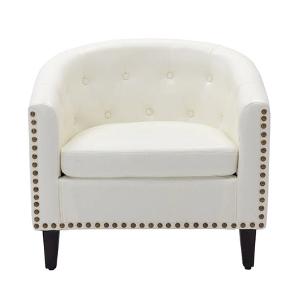 Contemporary PU Leather Club Chair with Recessed Arms and Nailhead Trim