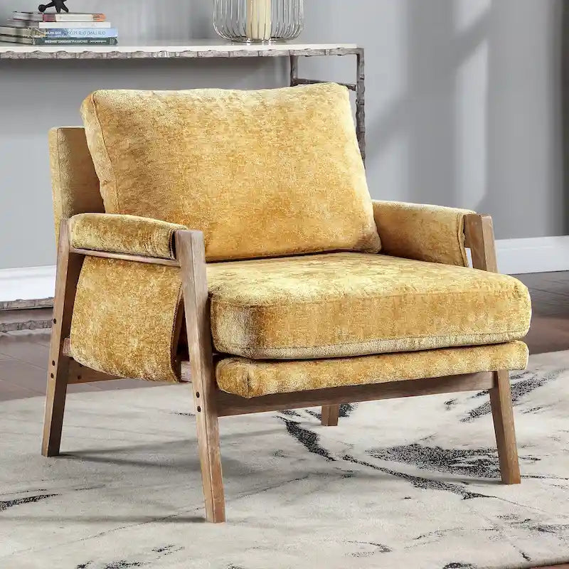Mid-Century Modern 30  W Chenille Upholstered Accent Leisure Armchair