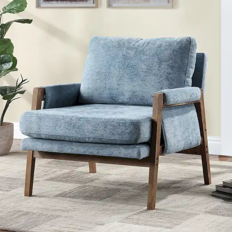 Mid-Century Modern 30  W Chenille Upholstered Accent Leisure Armchair