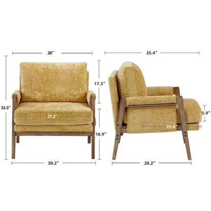 Mid-Century Modern 30  W Chenille Upholstered Accent Leisure Armchair