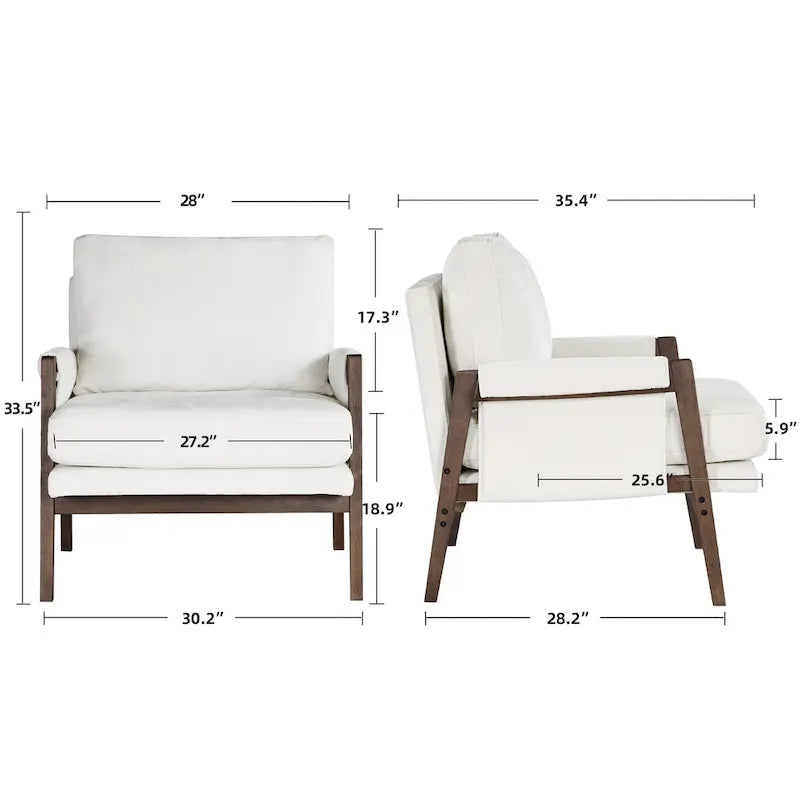 Mid-Century Modern 30  W Chenille Upholstered Accent Leisure Armchair