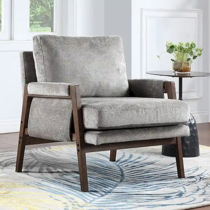 Mid-Century Modern 30  W Chenille Upholstered Accent Leisure Armchair