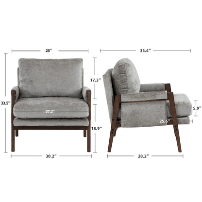 Mid-Century Modern 30  W Chenille Upholstered Accent Leisure Armchair