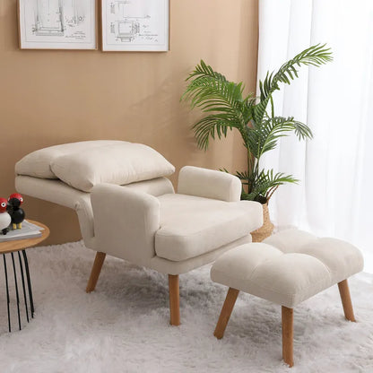 Fabric Armchair Accent Chair with Ottoman Set