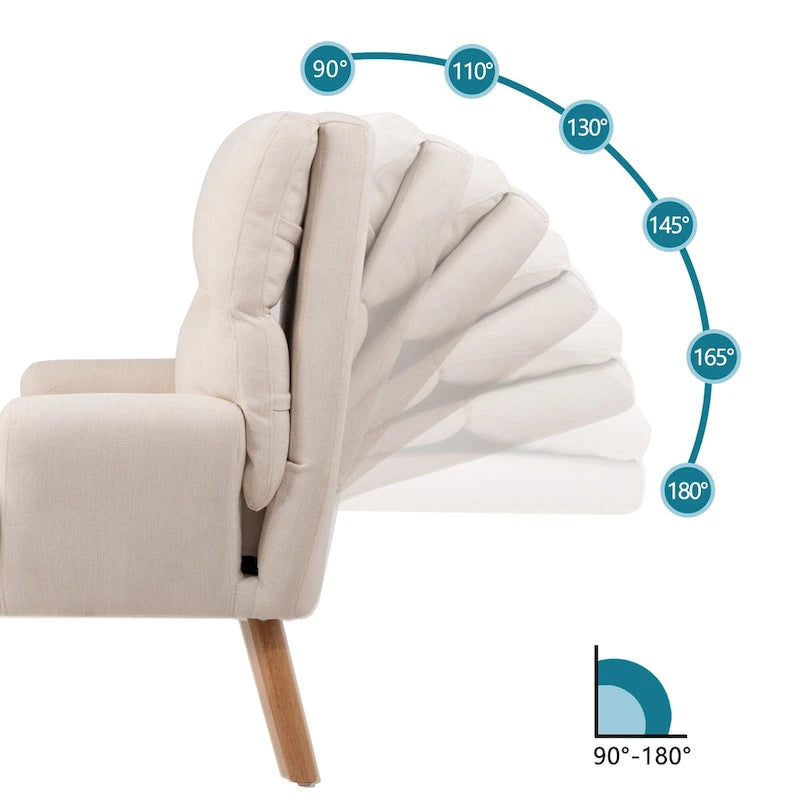 Fabric Armchair Accent Chair with Ottoman Set