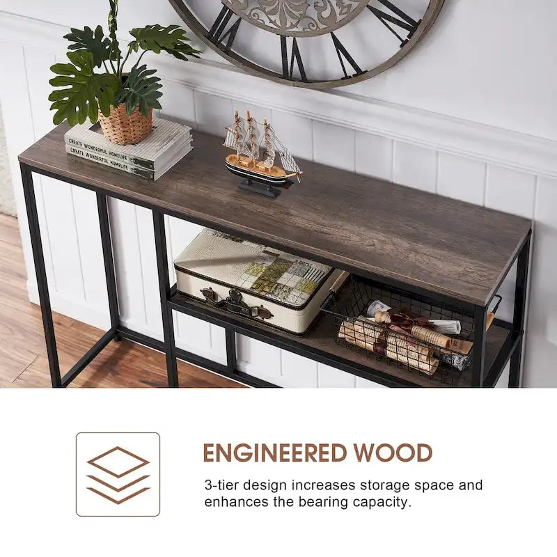 MCombo Narrow Console Table with Storage Shelf for Living Room, MDF Sage80 - 7'6  x 10'9