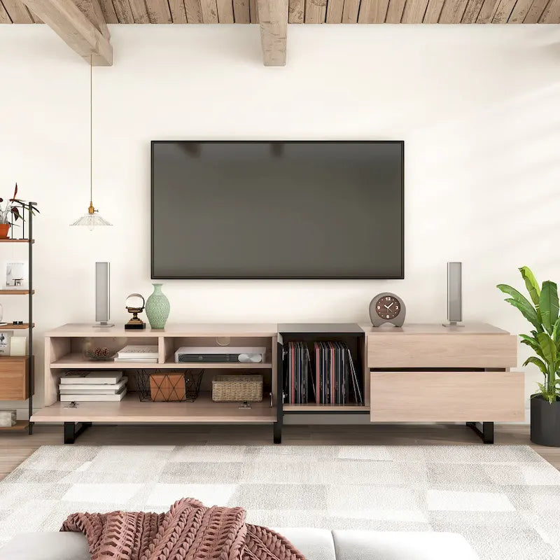 Modern TV Stand for 80  TV with Double Storage Space