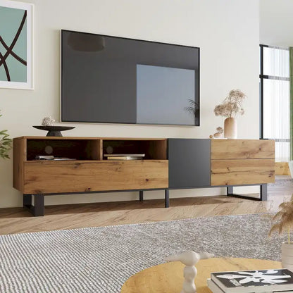 Modern TV Stand for 80  TV with Double Storage Space
