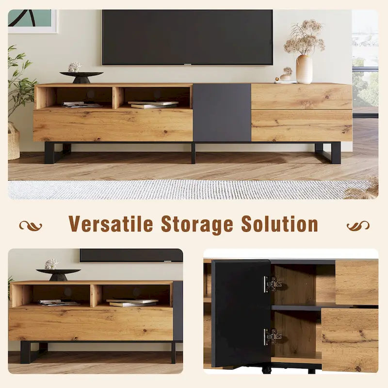 Modern TV Stand for 80  TV with Double Storage Space