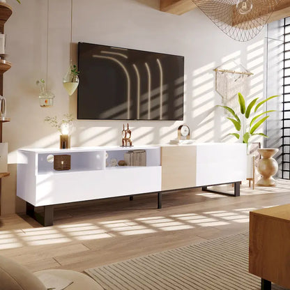 Modern TV Stand for 80  TV with Double Storage Space