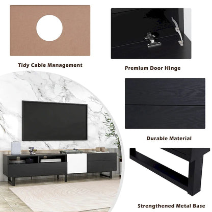 Modern TV Stand for 80  TV with Double Storage Space