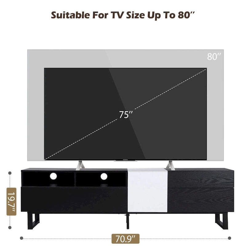 Modern TV Stand for 80  TV with Double Storage Space