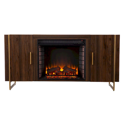 SEI Furniture Danielson Contemporary Brown Wood Electric Fireplace Media TV Stand for TV's up to 52