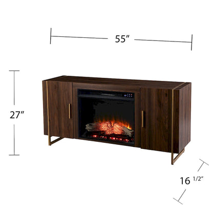 SEI Furniture Danielson Contemporary Brown Wood Electric Fireplace Media TV Stand for TV's up to 52
