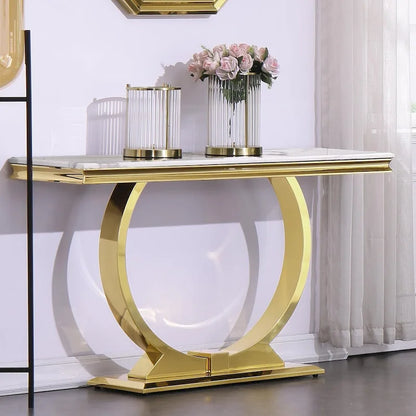 Modern Console Tables With Metal U Base and Gloss texture top