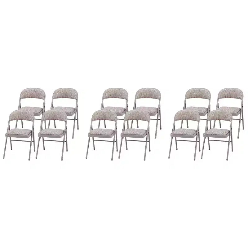 MECO Sudden Comfort Deluxe Portable Metal Fabric Padded Folding Chair for Home, Outdoor, and Office Use with Contoured Backrest, Gray (12 Pack)