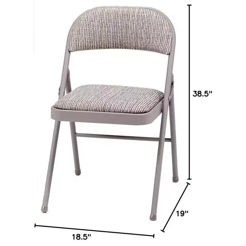MECO Sudden Comfort Deluxe Portable Metal Fabric Padded Folding Chair for Home, Outdoor, and Office Use with Contoured Backrest, Gray (12 Pack)