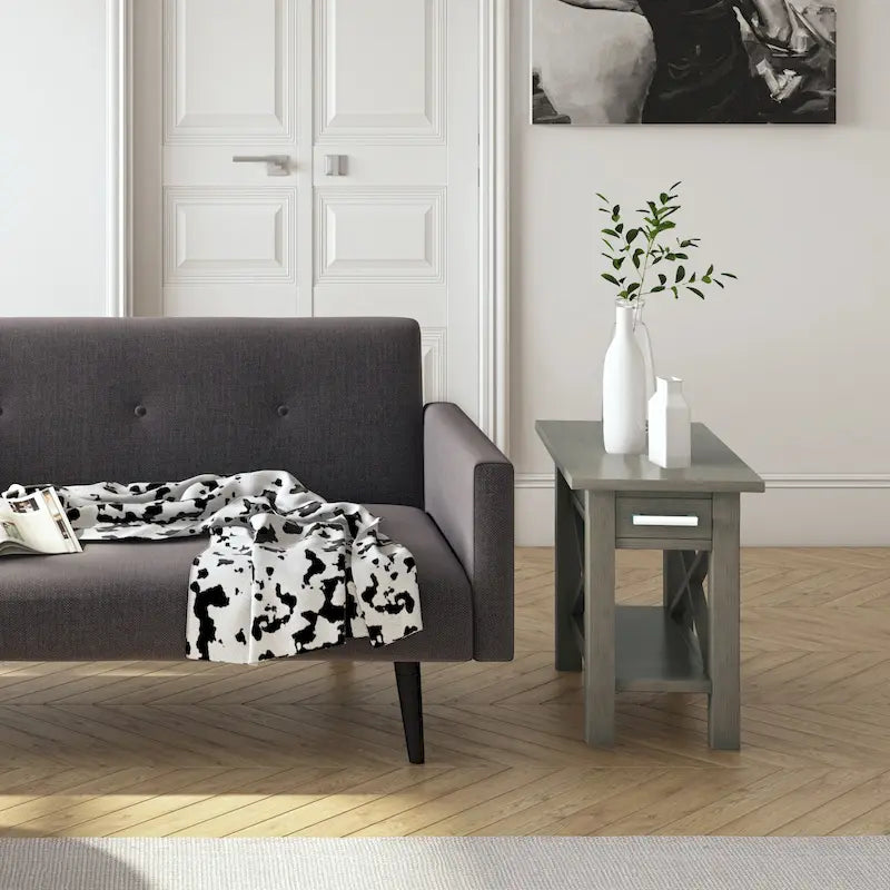 WYNDENHALL Waterloo SOLID WOOD 14 inch Wide Rectangle Contemporary Narrow Side Table - 14 inch Wide