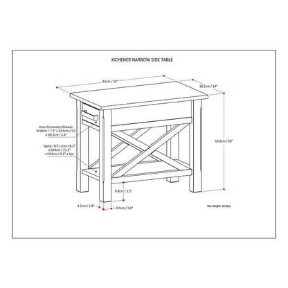 WYNDENHALL Waterloo SOLID WOOD 14 inch Wide Rectangle Contemporary Narrow Side Table - 14 inch Wide