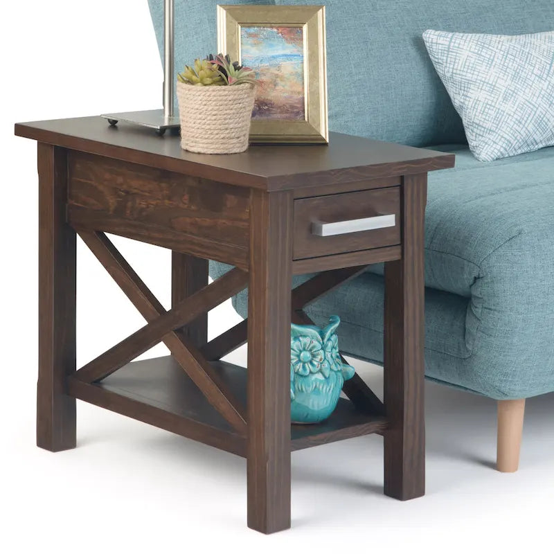 WYNDENHALL Waterloo SOLID WOOD 14 inch Wide Rectangle Contemporary Narrow Side Table - 14 inch Wide