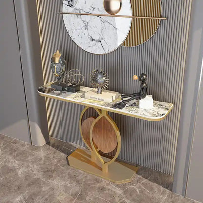 48  Modern Console Marble Table with Gold Base Entryway Living Room - 48 x12 x31 