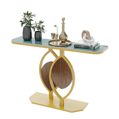 48  Modern Console Marble Table with Gold Base Entryway Living Room - 48 x12 x31