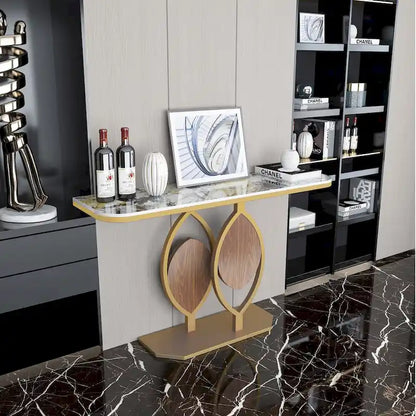 48  Modern Console Marble Table with Gold Base Entryway Living Room - 48 x12 x31