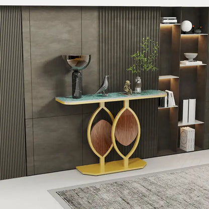 48  Modern Console Marble Table with Gold Base Entryway Living Room - 48 x12 x31
