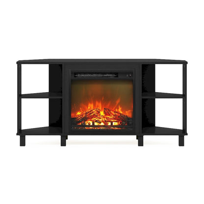 Furinno Jensen Metal Leg Corner Fireplce TV Stand for TV up to 55